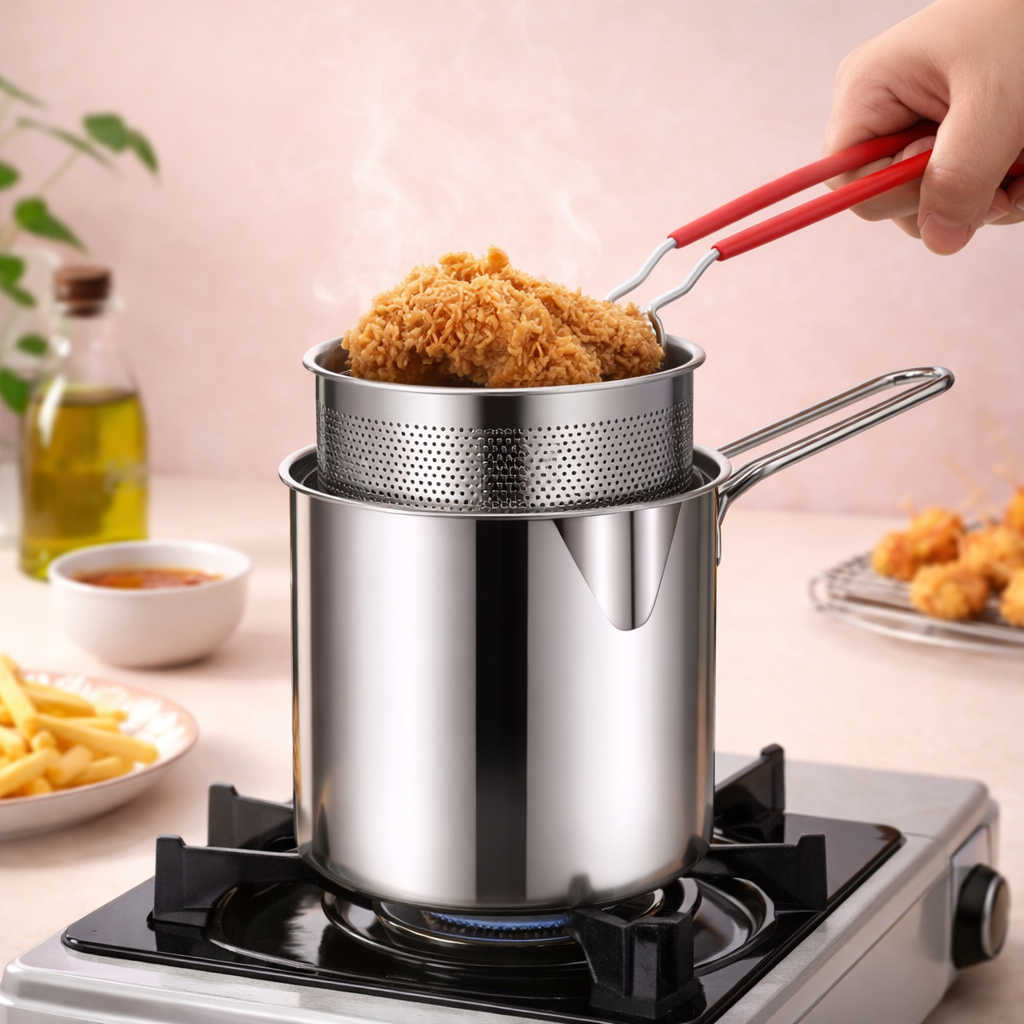 Stainless Steel Fryer Pot with Basket