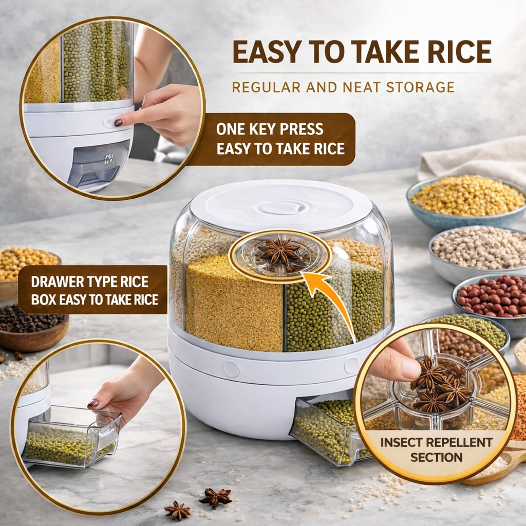 360° Rotating Grains Storage and Dispenser