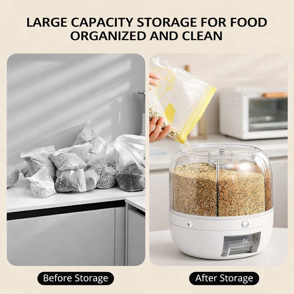 360° Rotating Grains Storage and Dispenser