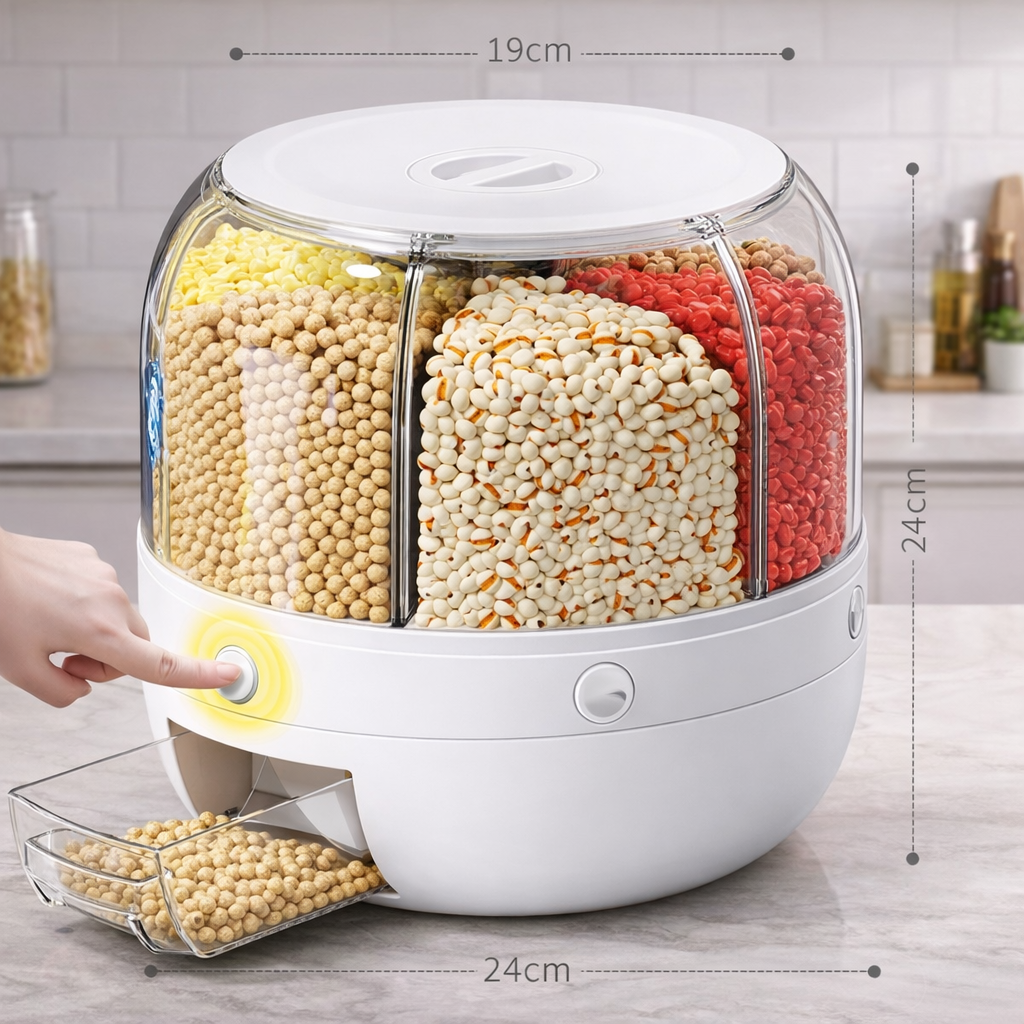 360° Rotating Grains Storage and Dispenser