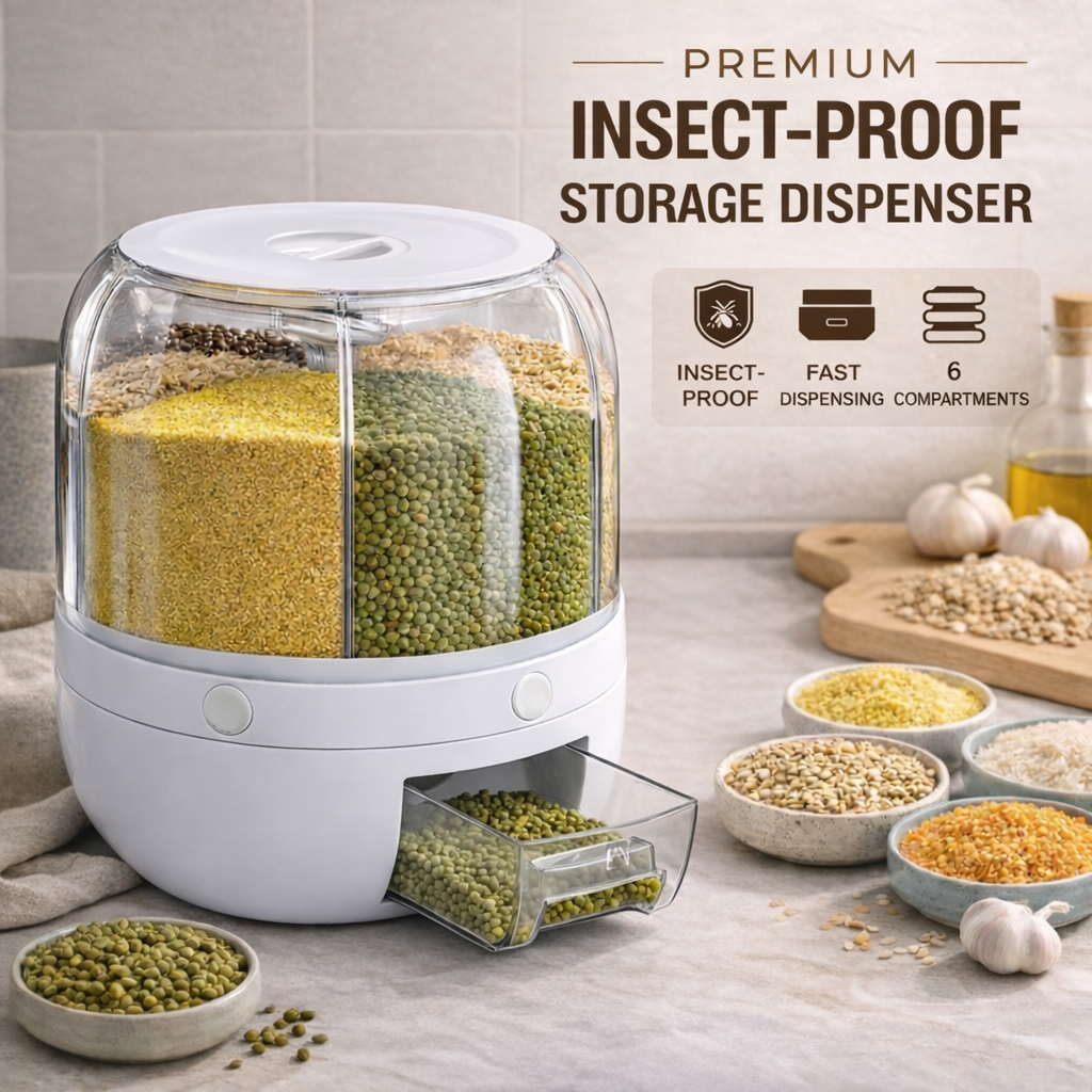 360° Rotating Grains Storage and Dispenser